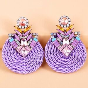 Rhinestone Decor Stud Boho Earrings